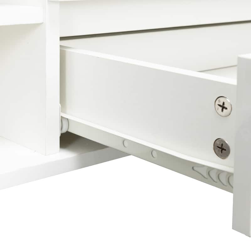 White 63" TV Stand with LED, Gloss Finish for TVs Up to 65"