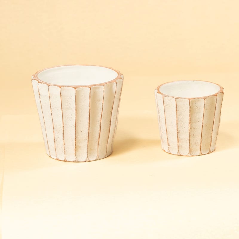 Rustic Fluted Tapered Planter - 20" - White