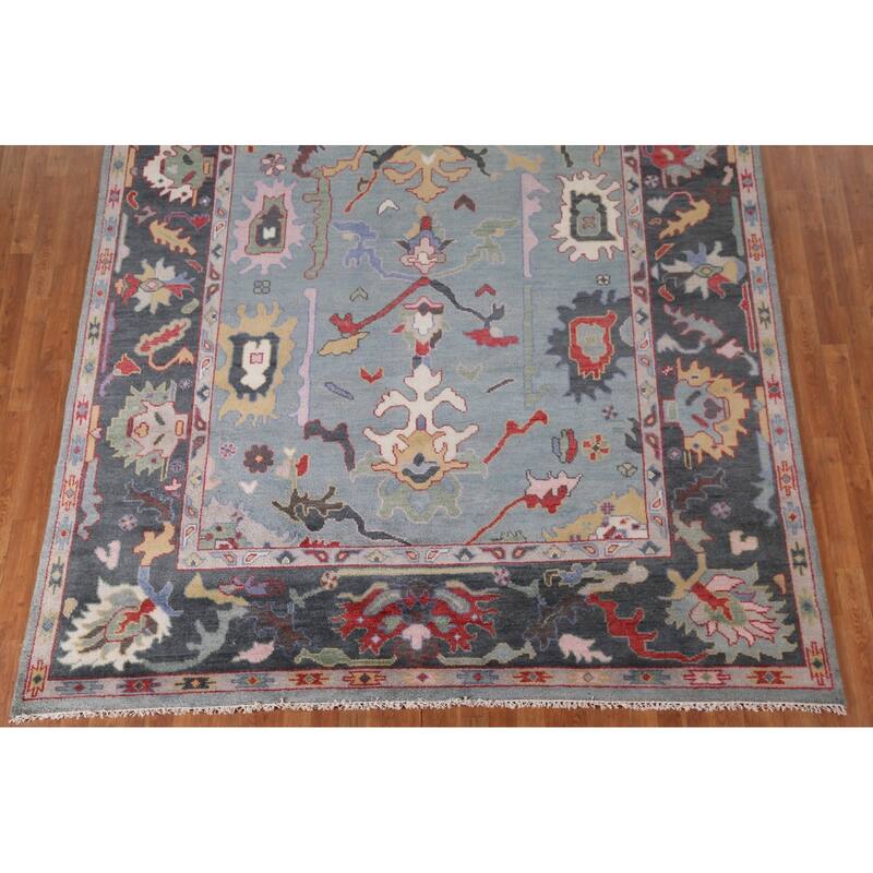 Blue Oushak Oriental Area Rug Handmade Wool Carpet - 8'1"x 9'10"