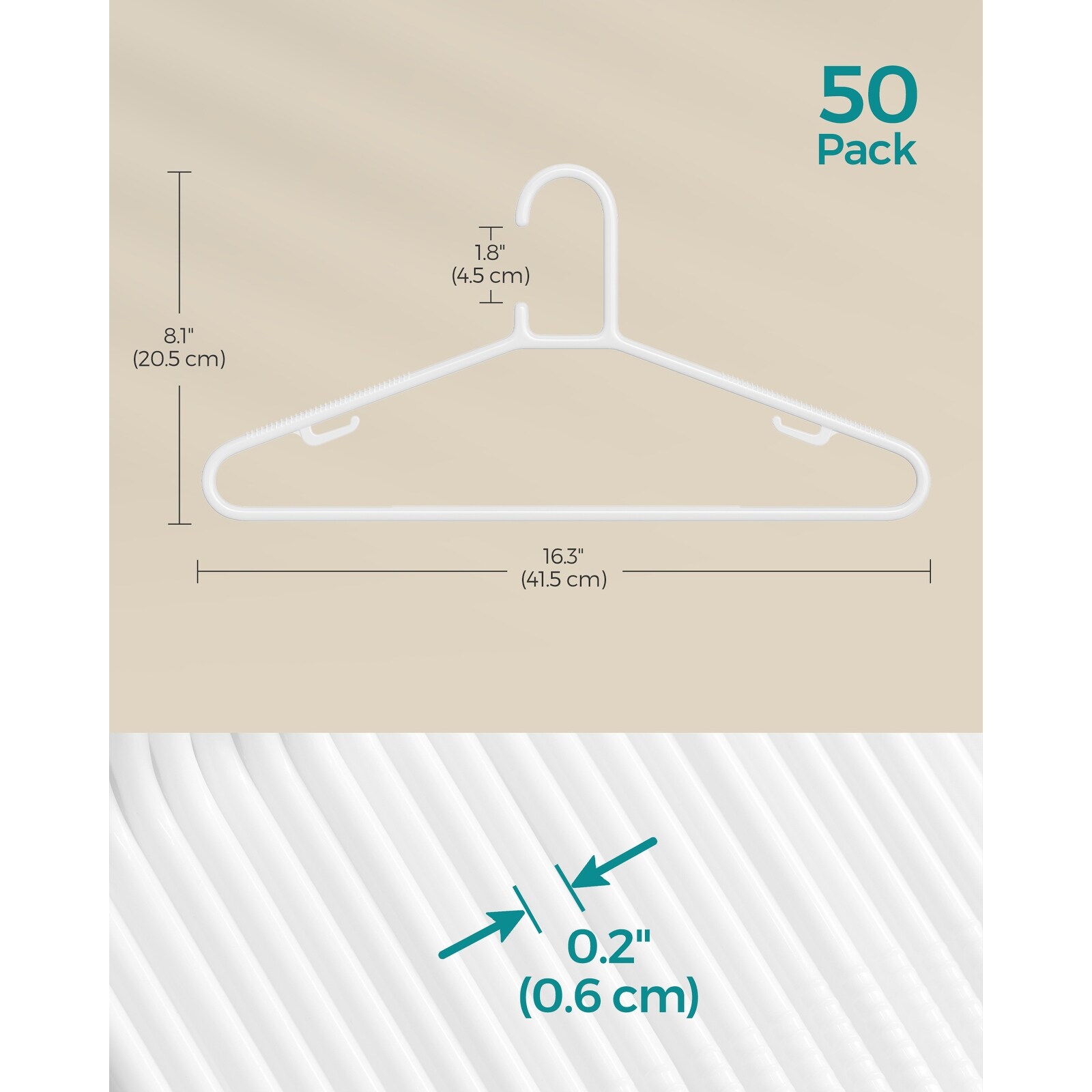 Blue Heavy-Duty Plastic Hangers with Trouser Bar and Shoulder Notches -  41.5cm - Choice of pack quantity options