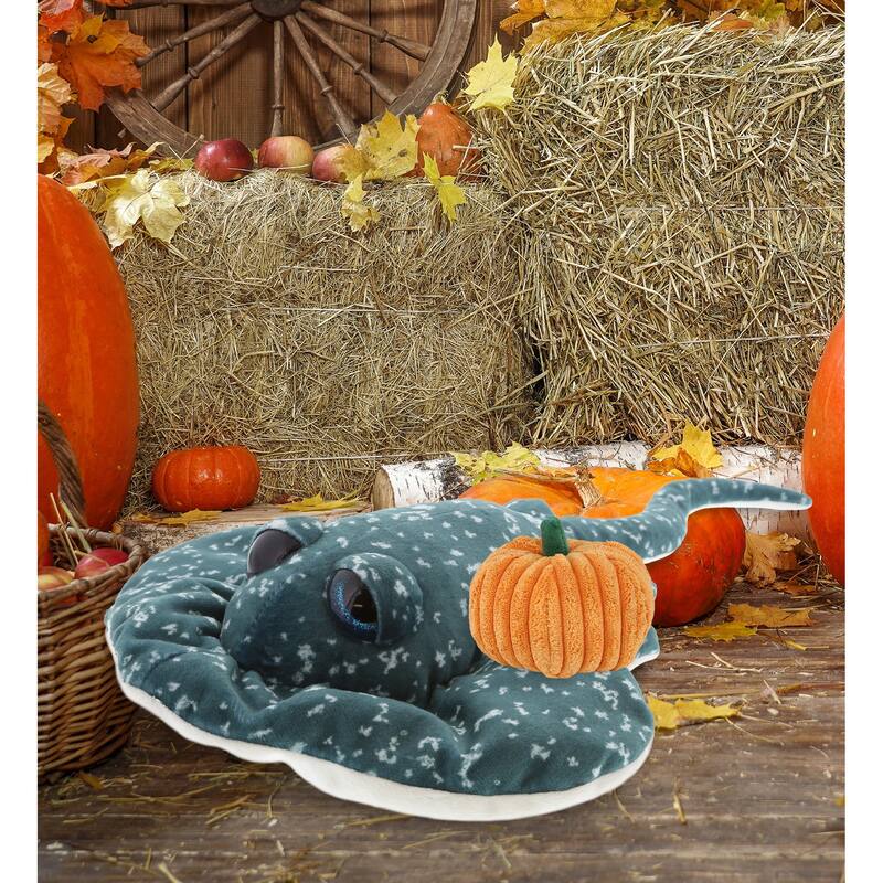DolliBu Spotted Grey Ray Stuffed Ocean Animal w/ Pumpkin Plush Decor - 18.5 inches