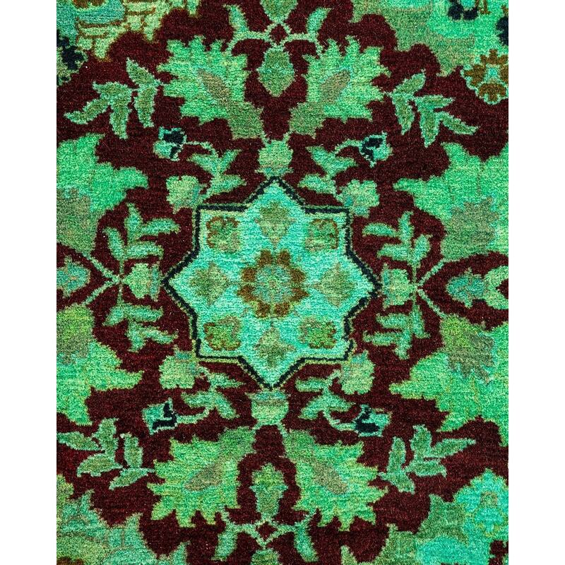Overton Hand Knotted Wool Vintage Inspired Modern Contemporary Overdyed Multi Area Rug - 6' 1" x 9' 4"