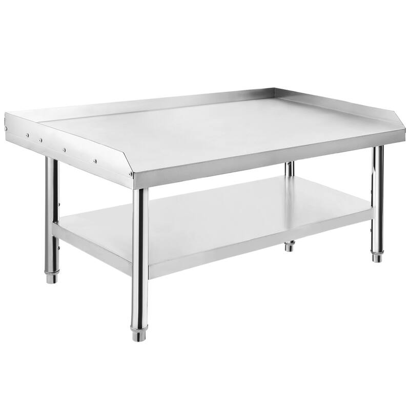 Stainless Steel Grill Stand Table with Adjustable Storage Undershelf - 48'' x 30'' x 24''