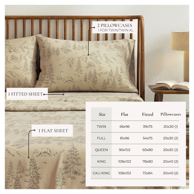 Linery & Co. Ultra-Soft Turkish Cotton Flannel Christmas Print Sheet Set