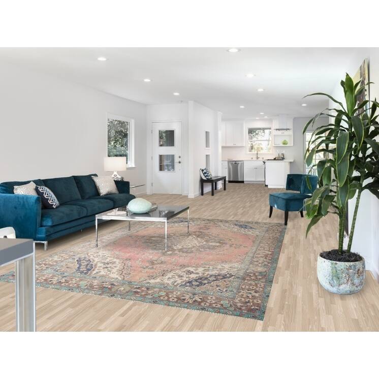 Hand Knotted Oriental 100% Wool Carpet Traditional Medallion Pink Tabriz Area Rug - 9' 8'' X 6' 8''