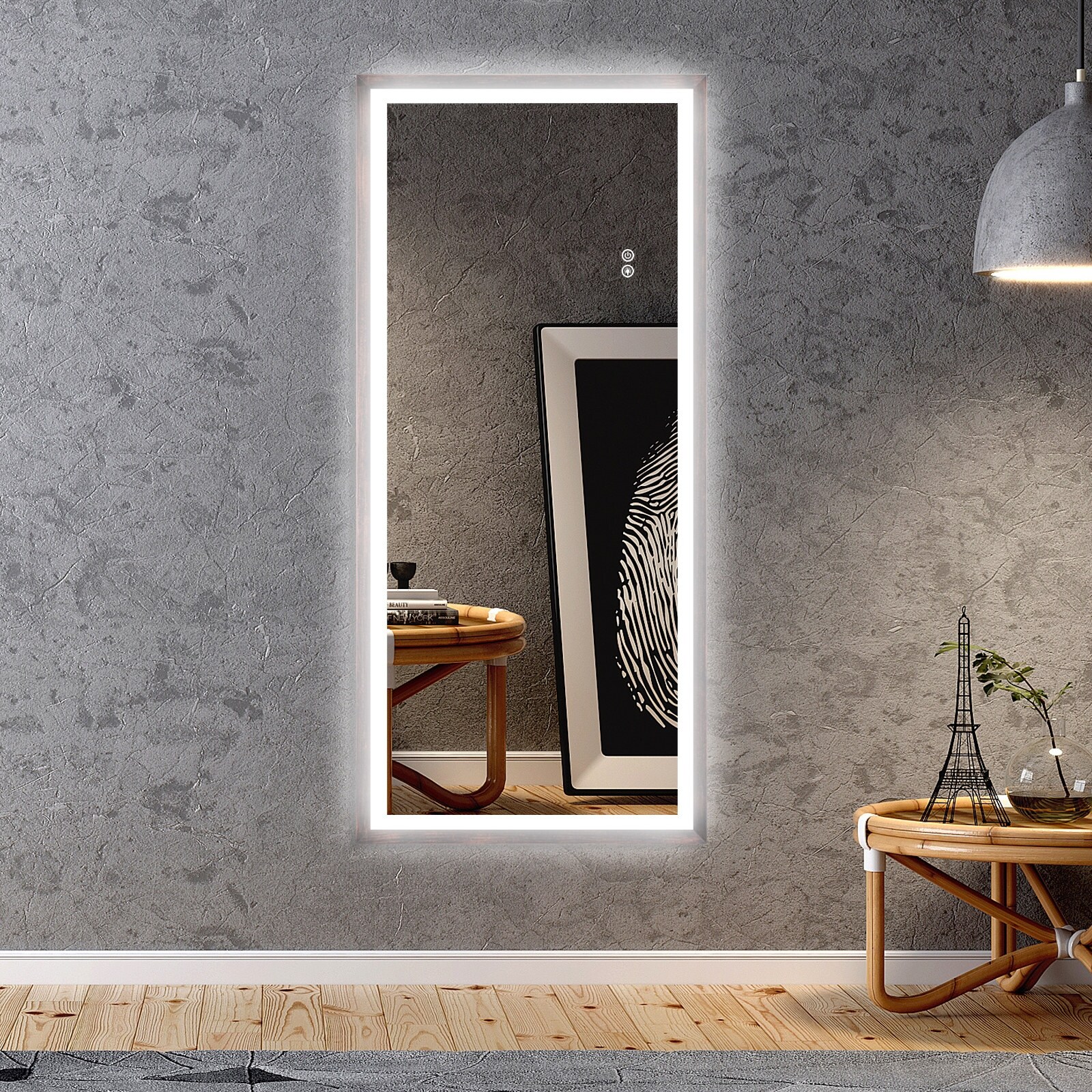 ExBrite LED Full Length Lighted Mirror Wall Mounted Hanging Dimmable Lights Bed Bath Beyond 32988606