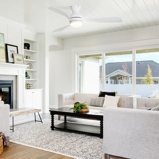 52-Inch Ceiling Fan With Light And Remote, 3 White ABS Blades