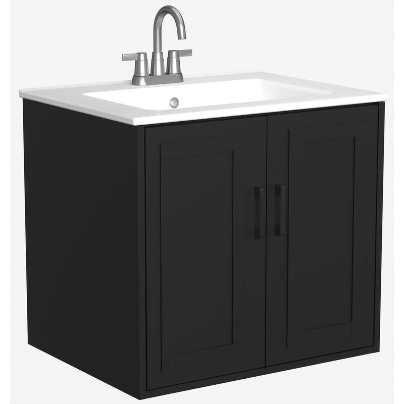 Anmytek 24'' Floating Bathroom Vanity Sink Combo Wall Mounted Cabinet with Soft Close Door