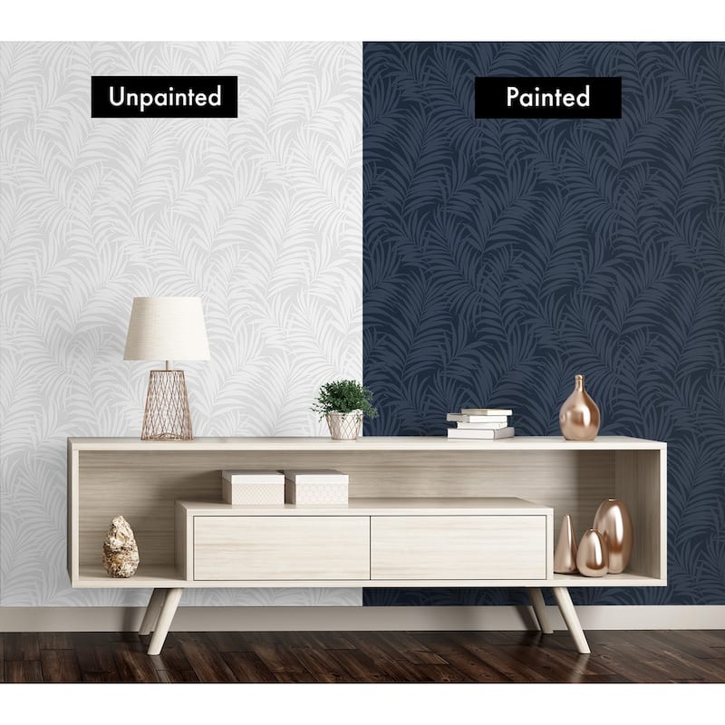 NextWall Tossed Palm Paintable Peel and Stick Wallpaper - 20.9 in. W x 18 ft. L