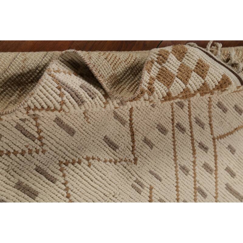 All-Over Moroccan Abstract Area Rug Hand-Knotted Oriental Wool Carpet - 6'2"x 9'10"