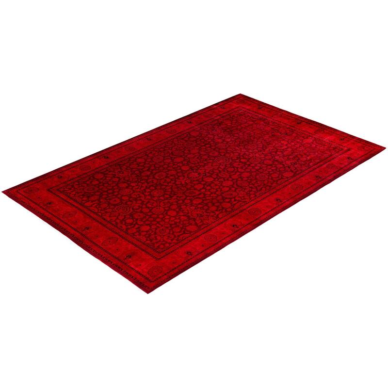 Overdyed One-of-a-Kind Hand-Knotted Area Rug - Red - 8' 0" x 12' 5"