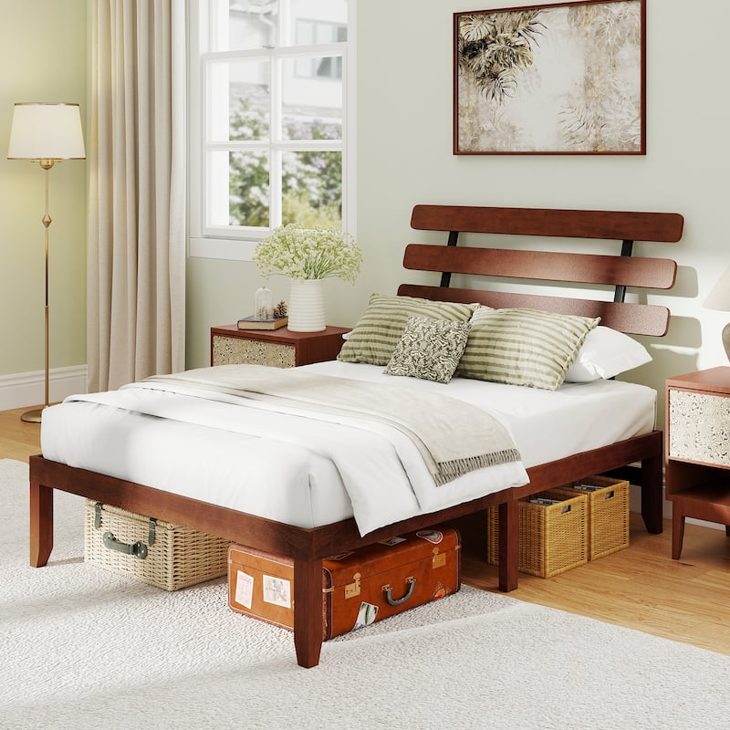Costway 15.5 Inch Twin/Full/Queen Size Bed Frame with Retro Headboard