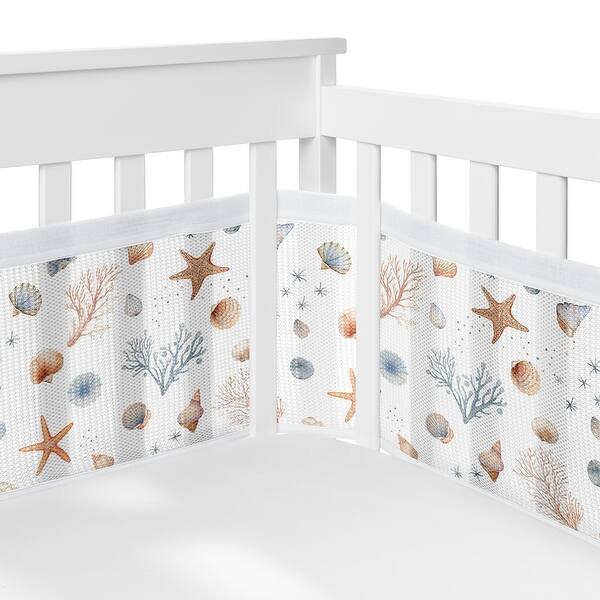 slide 2 of 6, Sweet Jojo Designs + BreathableBaby Breathable Mesh Crib Liner Pad Ocean Seashells Boy, Girl, Unisex/Gender Neutral Nautical Sea