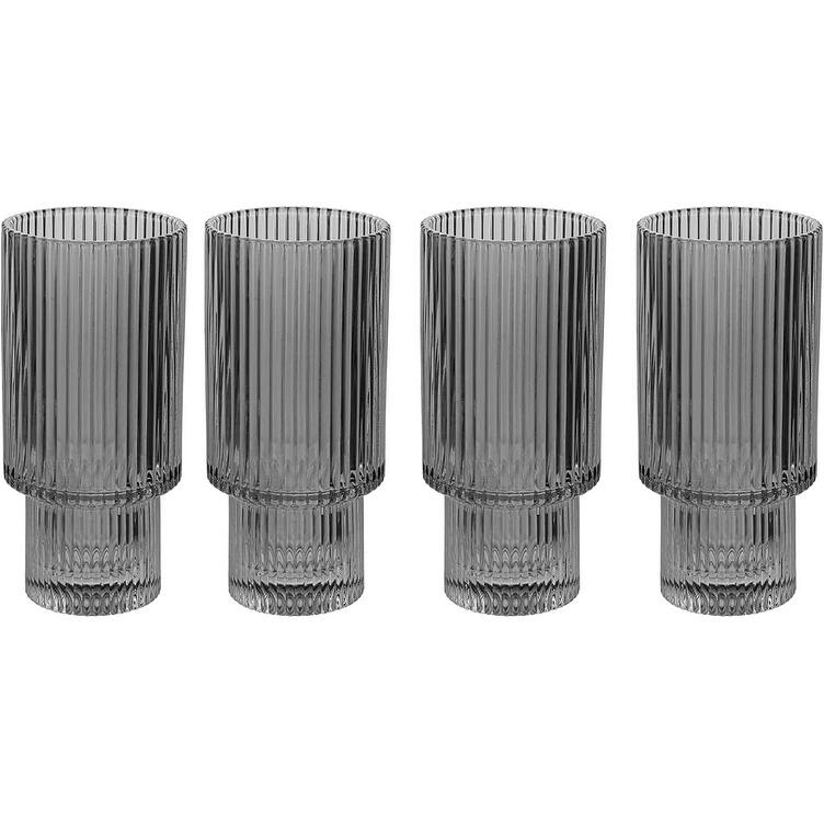 American Atelier Vintage Ribbed Fluted Glasses Set of 4