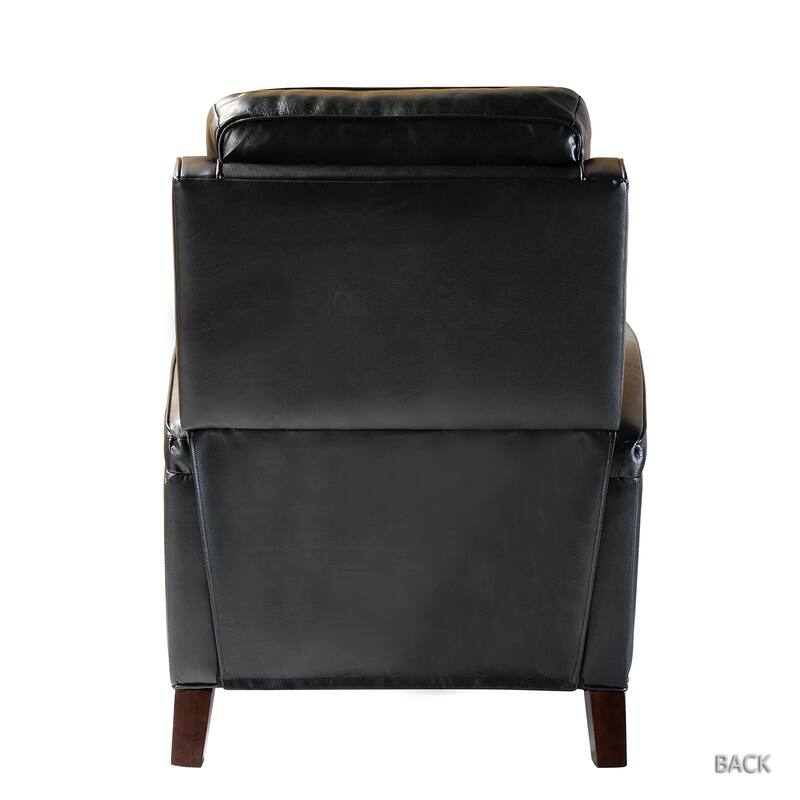Gaspar Mid-Century Modern Genuine Leather Pushback Recliner with Wood legs Set of 2 by HULALA HOME