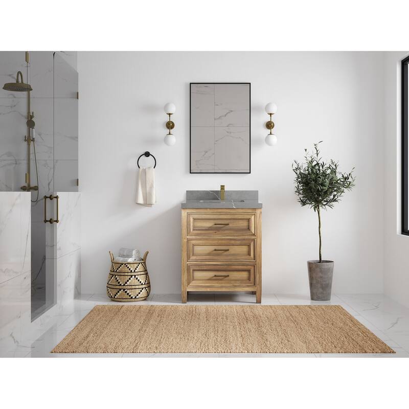 Willow Collections 30 in. W x 22 in. D Santa Monica Teak Single Sink Bathroom Vanity with Countertop