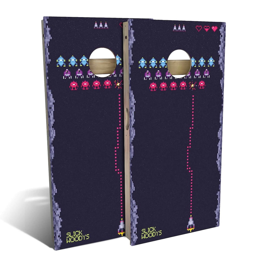 Retro Space Fighter Outdoor Cornhole Board Set