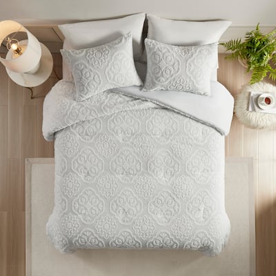 Madison Park Maeve 3 Piece Tufted Woven Medallion Duvet Cover Set