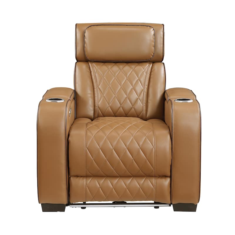 Ezra 37.5" Faux Leather Power Recliner - Power Heatrest, Cup Holders