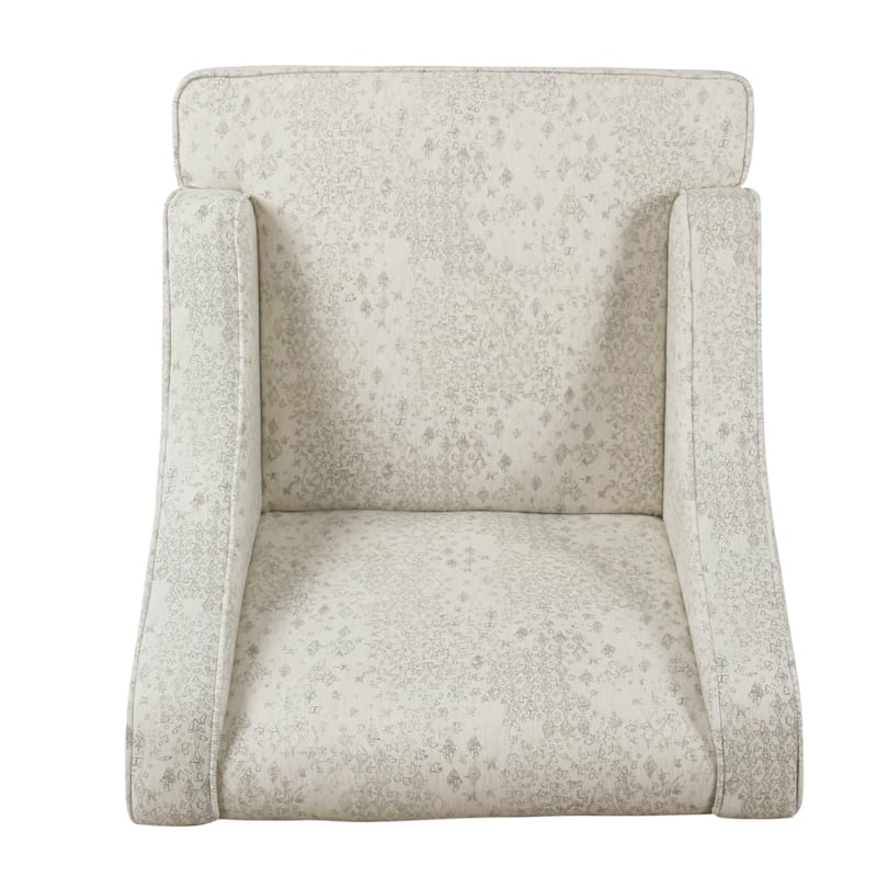 Fabric Upholstered Wooden Accent Chair with Swooping Armrests and Damask Pattern Design - 33.25 H x 25 W x 27.75 L Inches