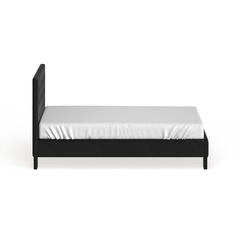 Heston Glam Twin Faux Leather Upholstered Tufted Platform Kid Bed by Silver Orchid