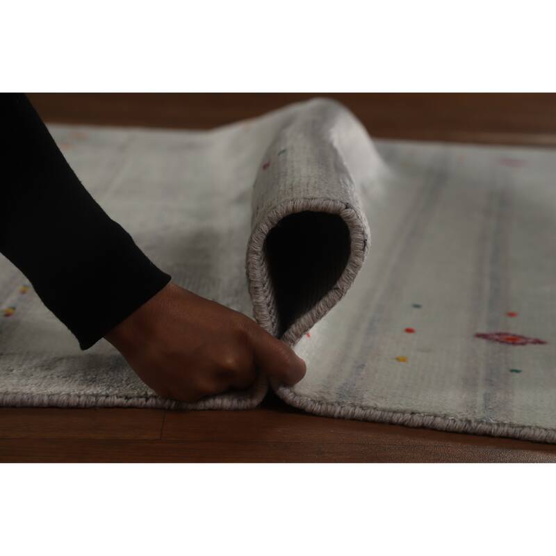 Hand Knotted Oriental 100% Wool Carpet Tribal Tribal Green Gabbeh Area Rug - 8' 1'' X 4' 10''