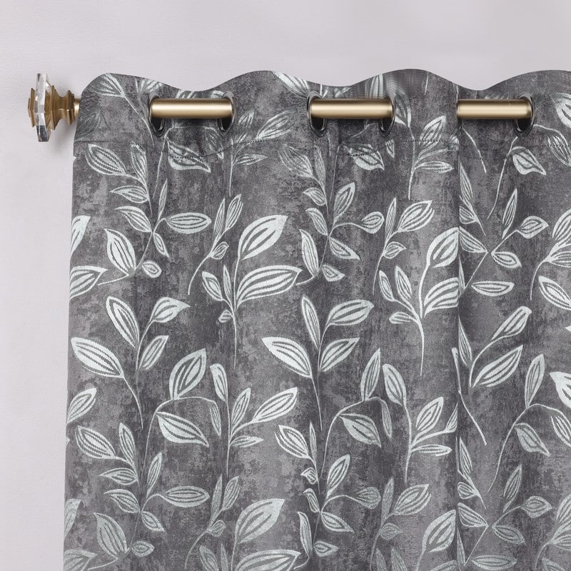 Superior Modern Bohemian Leaves Room Darkening Curtains with Grommets