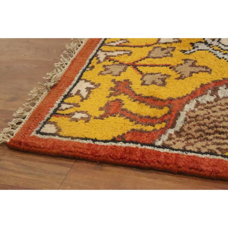 Hand Knotted Oriental 100% Wool Carpet Traditional Floral Oranges & Rust Ziegler Runner Rug - 8' 0'' X 2' 6''