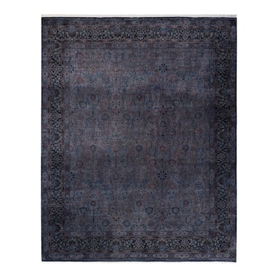 Overton Hand Knotted Wool Vintage Inspired Modern Contemporary Overdyed Gray Area Rug - 8' 1" x 10' 0"
