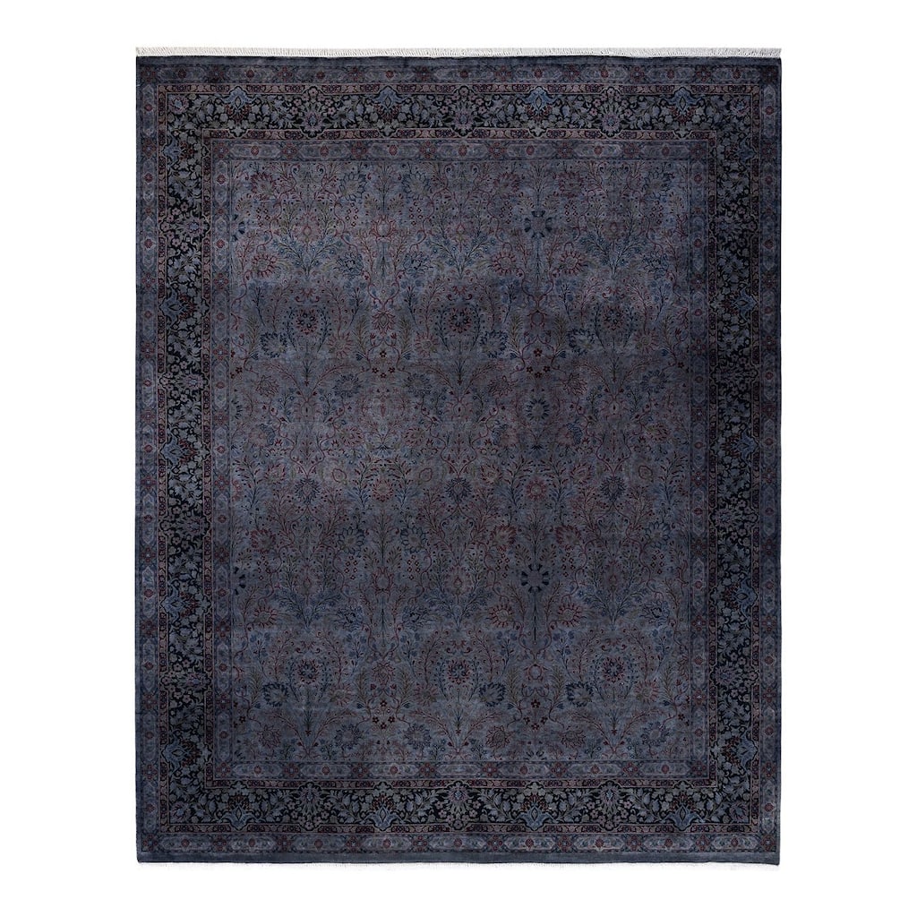 Overton Hand Knotted Wool Vintage Inspired Modern Contemporary Overdyed Gray Area Rug - 8' 1" x 10' 0"