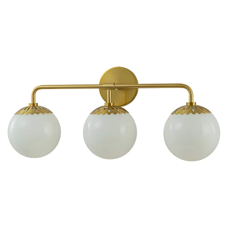3-Light Opal Glass Bubble Brass Bathroom Vanity Light - 23in