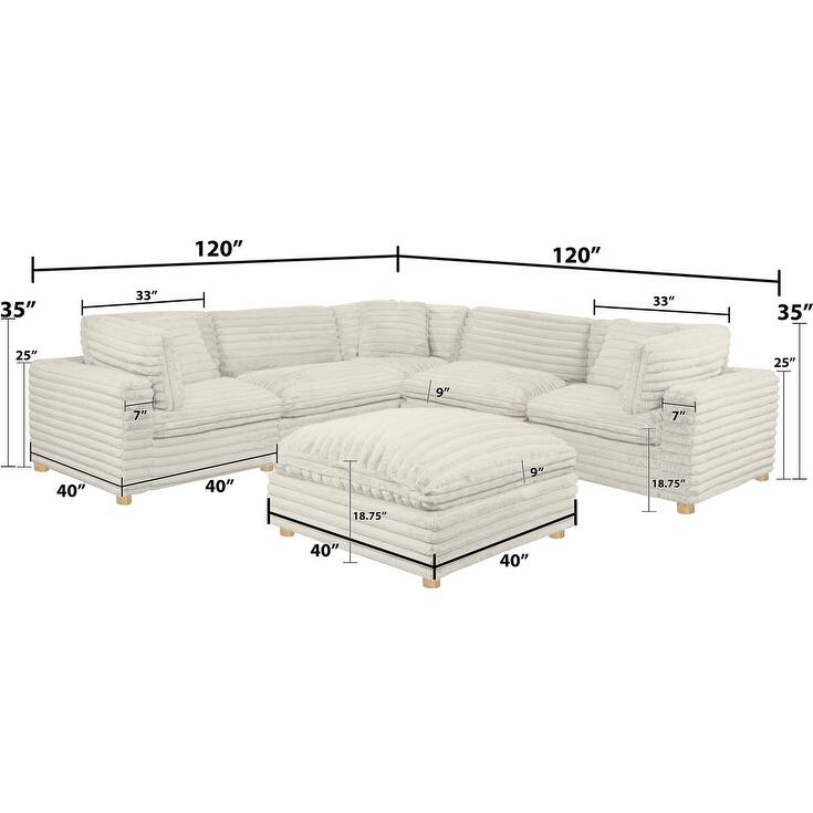Best Quality Furniture 4-Piece Section Corduroy Modular