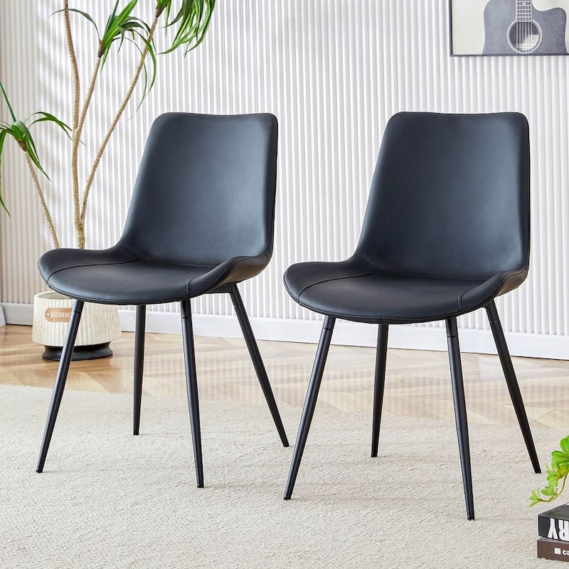 Modern Dining Room Kitchen Dining Chair with Black Metal Legs