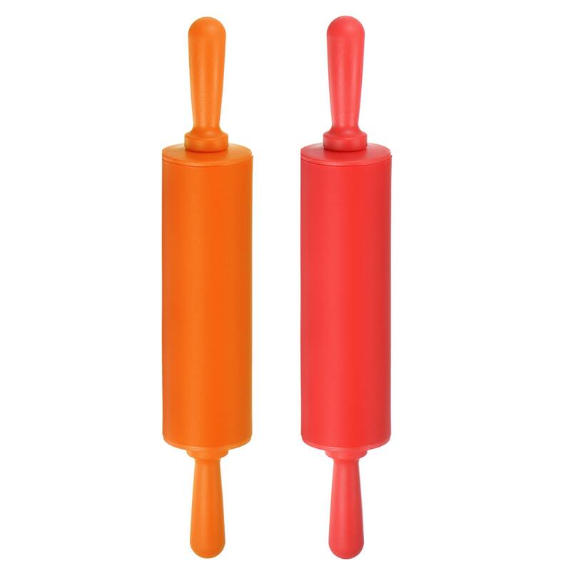 Silicone Rolling Pins for Baking 30cm x 4.2cm Red & Orange - Red & Orange