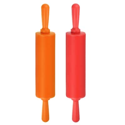 Silicone Rolling Pins for Baking 30cm x 4.2cm Red & Orange - Red & Orange
