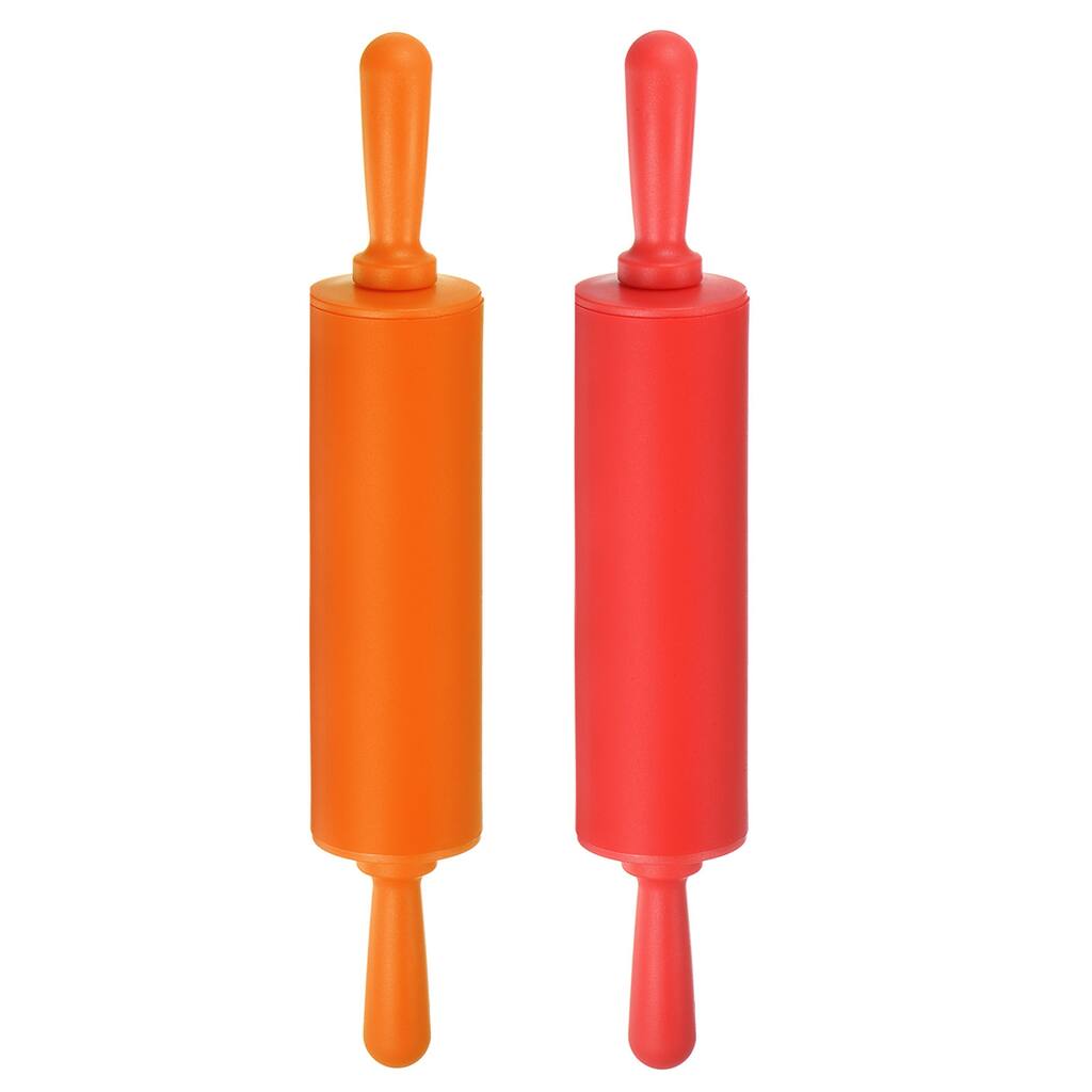 Silicone Rolling Pins for Baking 30cm x 4.2cm Red & Orange - Red & Orange