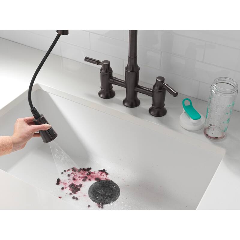 Delta 2384L-DST Renaldi 1.8 GPM Bridge Kitchen Faucet with Pull-Down