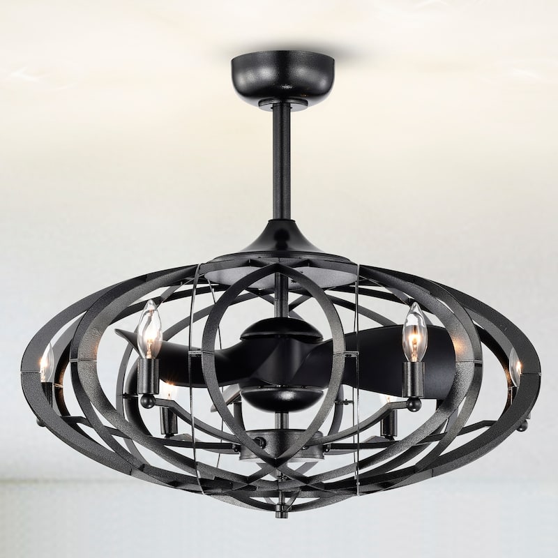 Neo 29-inch Gun Metal Grey 6 Lights 3 Blades Lighted Ceiling Fan with Remote