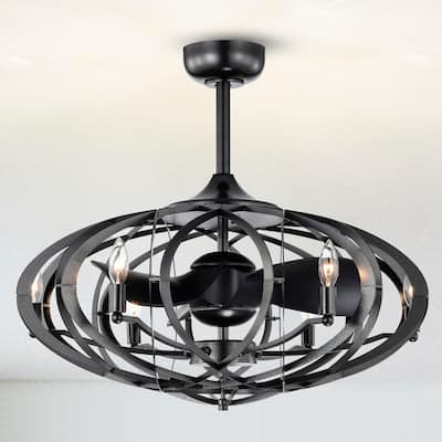 Neo 29-inch Gun Metal Grey 6 Lights 3 Blades Lighted Ceiling Fan with Remote