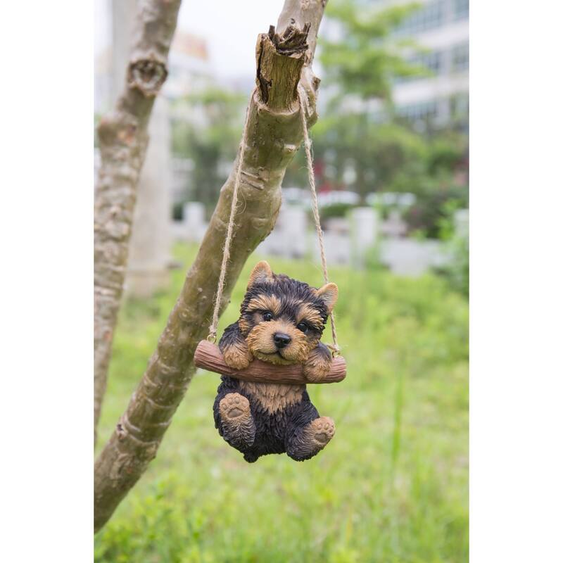 5.5" Yorkshire Terrier Puppy Hanging Outdoor Garden Statue