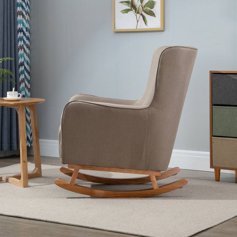 HOMCOM Modern Rocking Sofa Armchair/Lounge Chair with Thick Padding, Winged Back for Living Room, or Bedroom, Greige