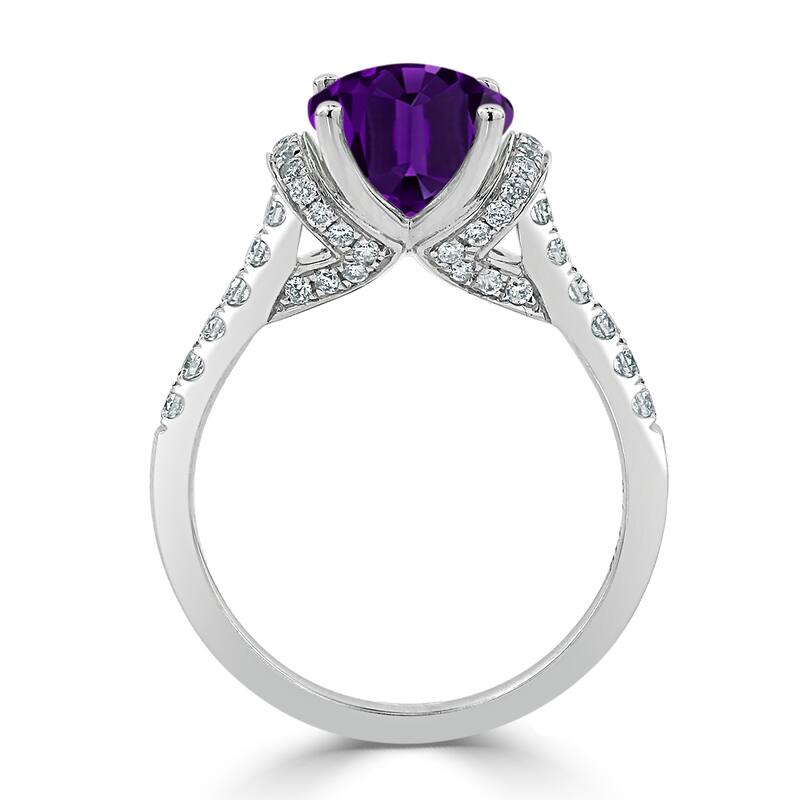 Auriya Modern 1 3/8ct Oval Purple Amethyst and Diamond Engagement Ring 3/8cttw 14k Gold