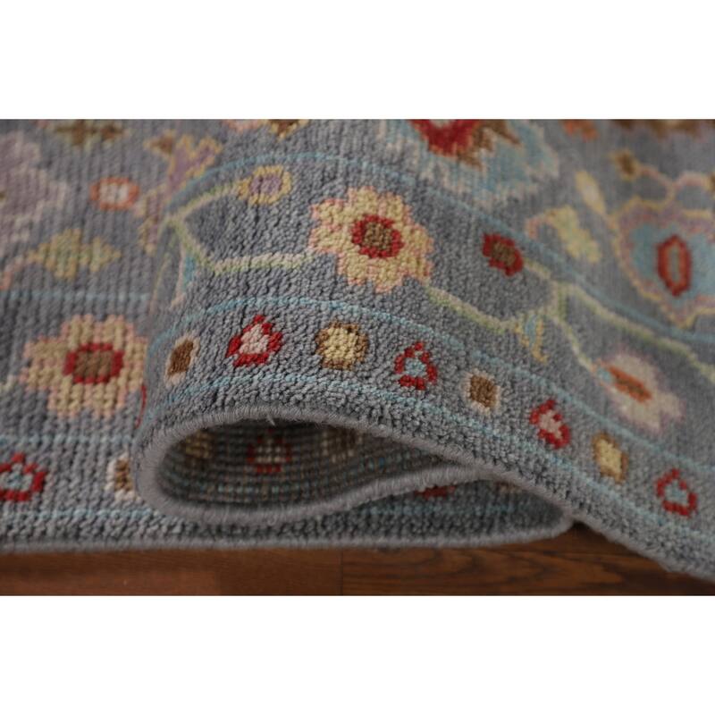 All-Over Floral Oushak Indian Runner Rug Handmade Wool Carpet - 2'7"x 9'11"