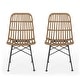 preview thumbnail 8 of 10, Assisi Wicker Dining Chairs (Set of 2) by Christopher Knight Home Light Brown+Black