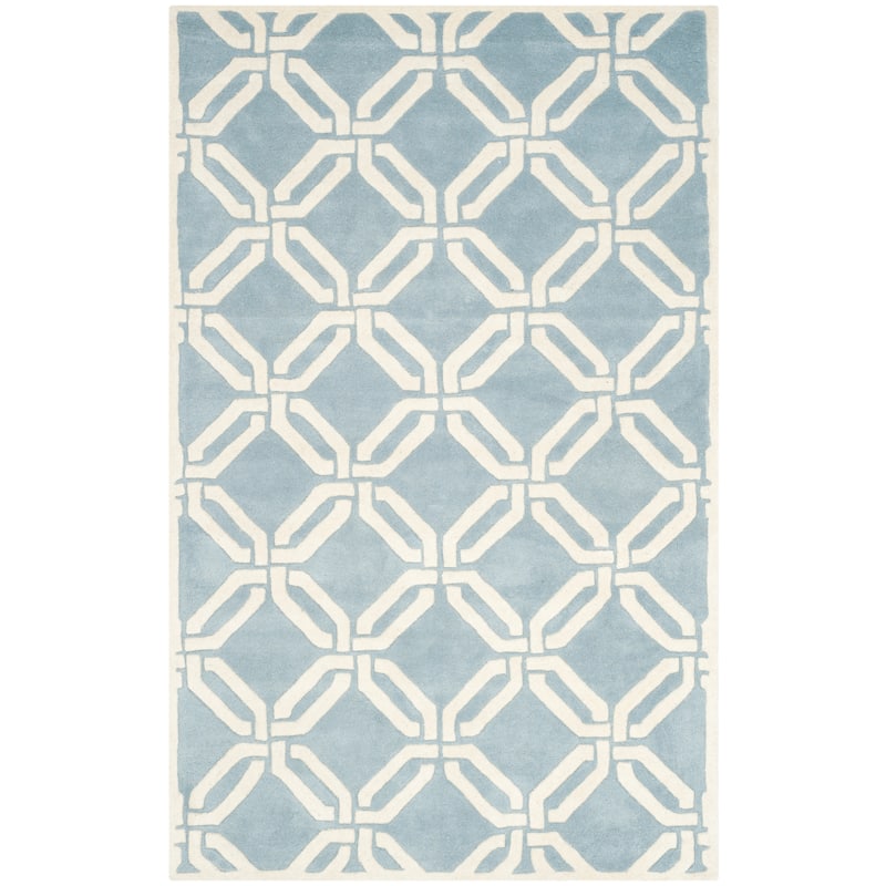 SAFAVIEH Handmade Chatham Jablenka Modern Wool Rug - 6' x 9' - Blue/Ivory