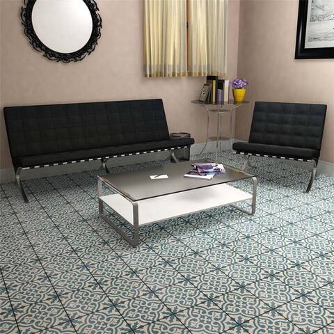 Merola Tile Berkeley Blue Encaustic 17.63" x 17.63" Ceramic Floor and Wall Tile