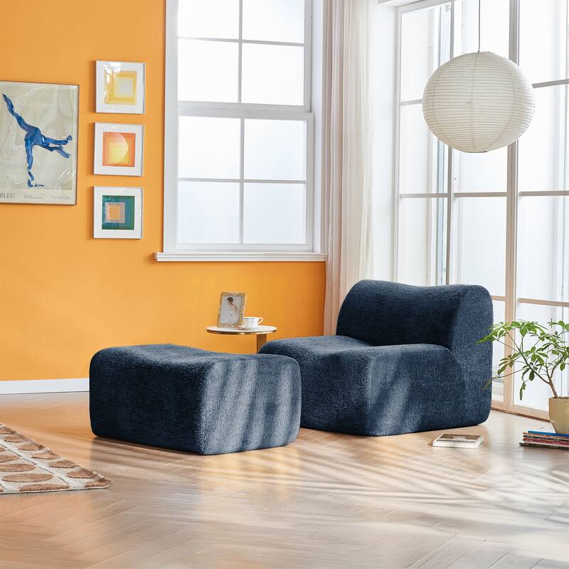Comfortable and Space-Saving Single Foam Compression Sofa Chair with Footrest + Pillow
