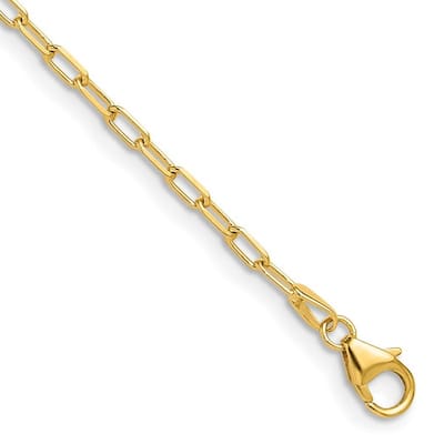 Curata 14k Yellow Gold 2.2mm Solid Beveled Paperclip Chain Bracelet Options: 7" 8"