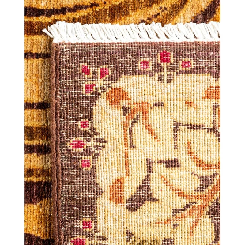 Overton Hand Knotted Wool Vintage Inspired Modern Contemporary Arts & Crafts Beige Runner Rug - 2' 4" x 9' 9"