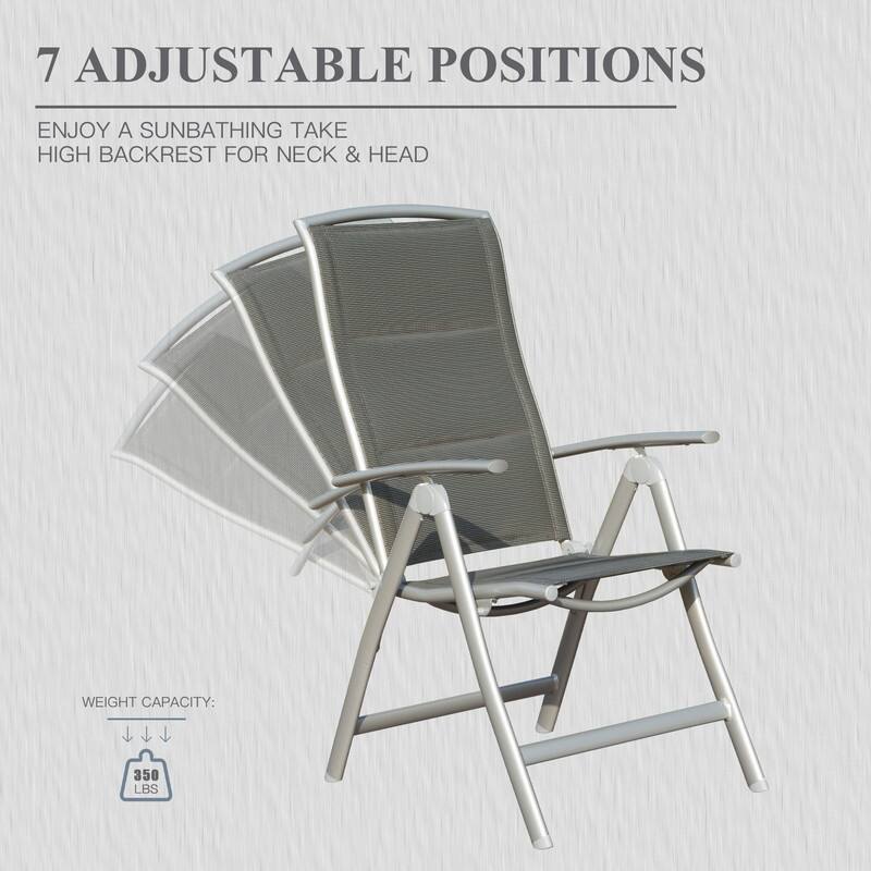 Domi Outdoor Living Aluminum Folding Dining Armchairs (Set of 2) - Adjustable & Weather-Resistant